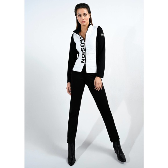 Women's Black Athleisure Pants Size 10 I'CONA Stretchy Athletic Straight Leg NWT - Picture 3 of 5